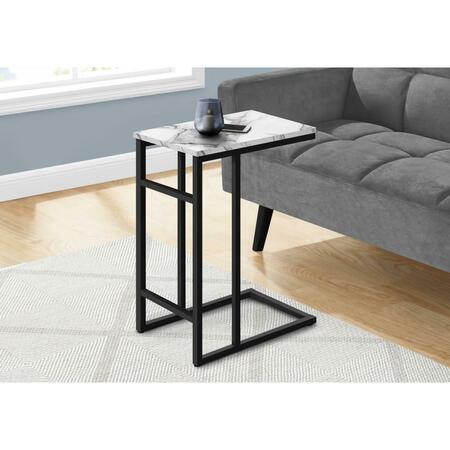 DAPHNES DINNETTE 24 in. White Marble & Black Metal Accent Table DA3079089